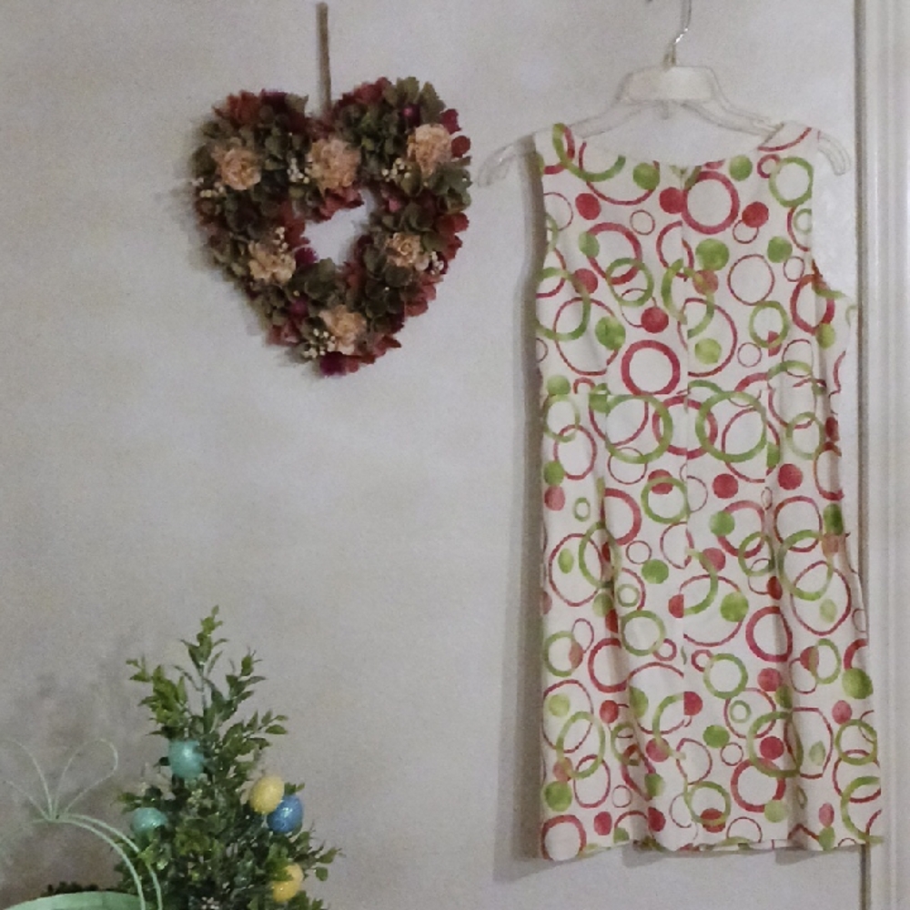 Spring Colorful Circle Pattern Dress with Bow - Picture 2 of 2